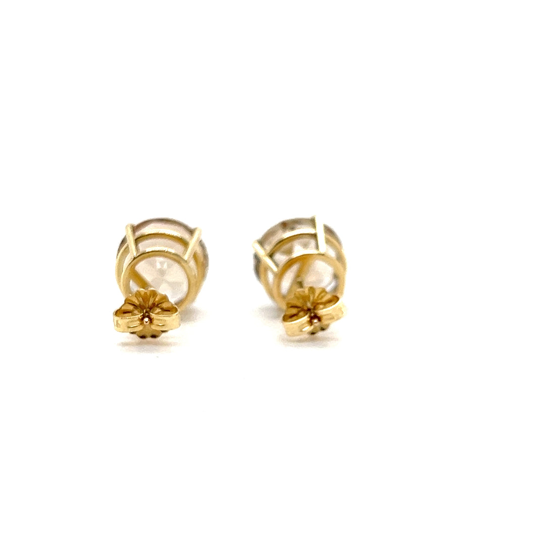 Estate 14KT Yellow Gold Brown Topaz Stud Earrings, ca. 1990's