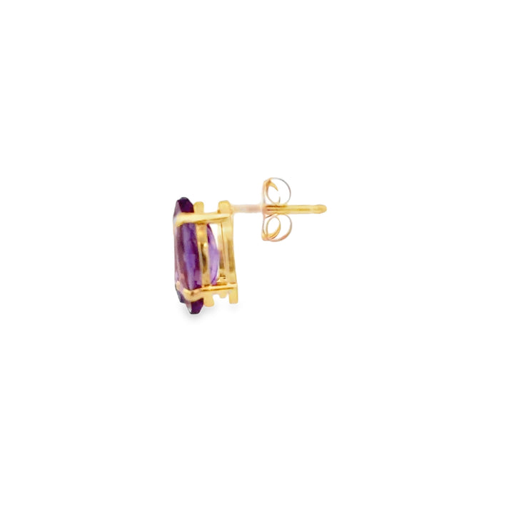 Estate 14K Yellow Gold Marquise Amethyst Basket Style Stud Earrings 1.80CT TWT