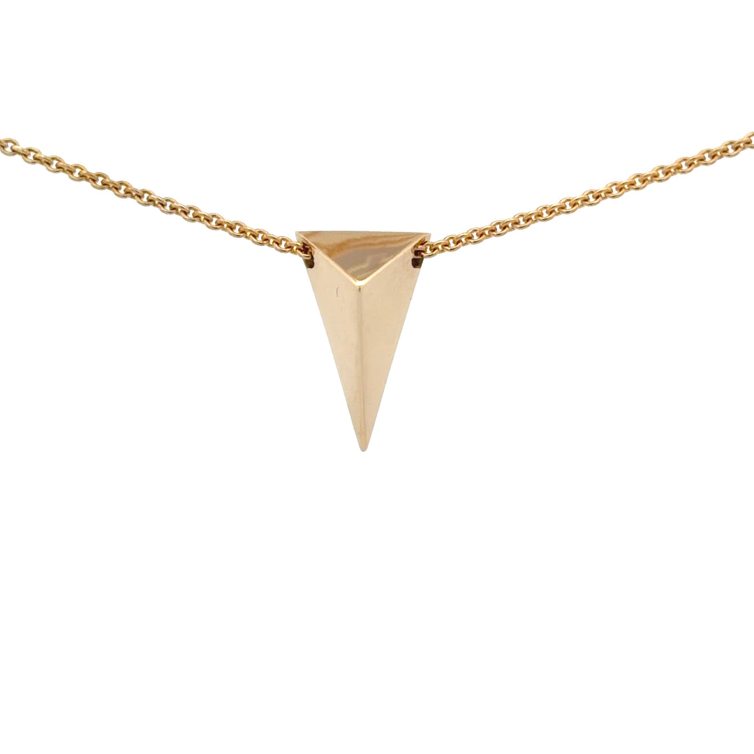 Estate 14K Yellow Gold Prism Pendant Necklace