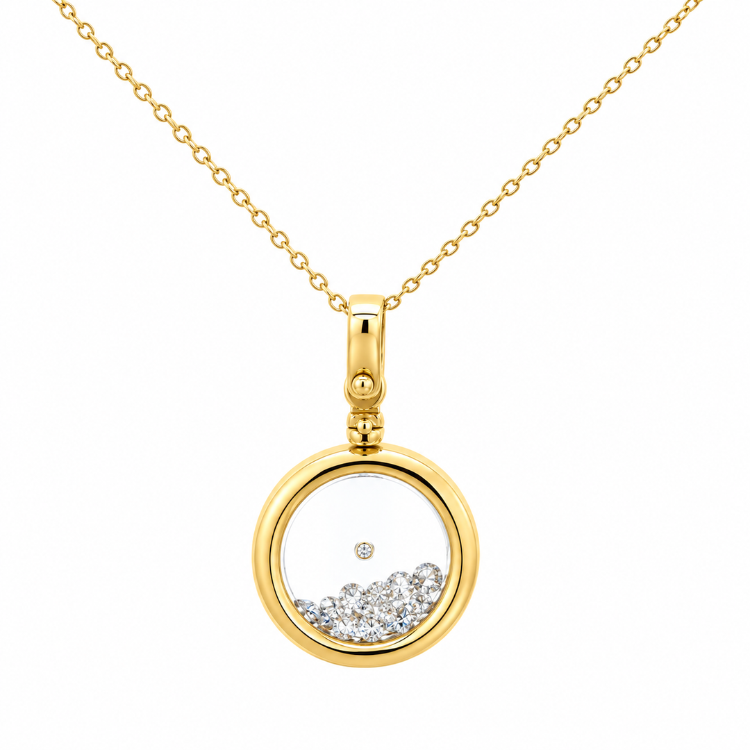 Estate 14K Yellow Gold Diamond Shaker Pendant Necklace