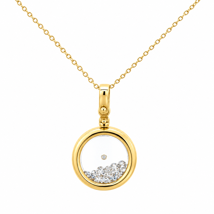 Estate 14K Yellow Gold Diamond Shaker Pendant Necklace