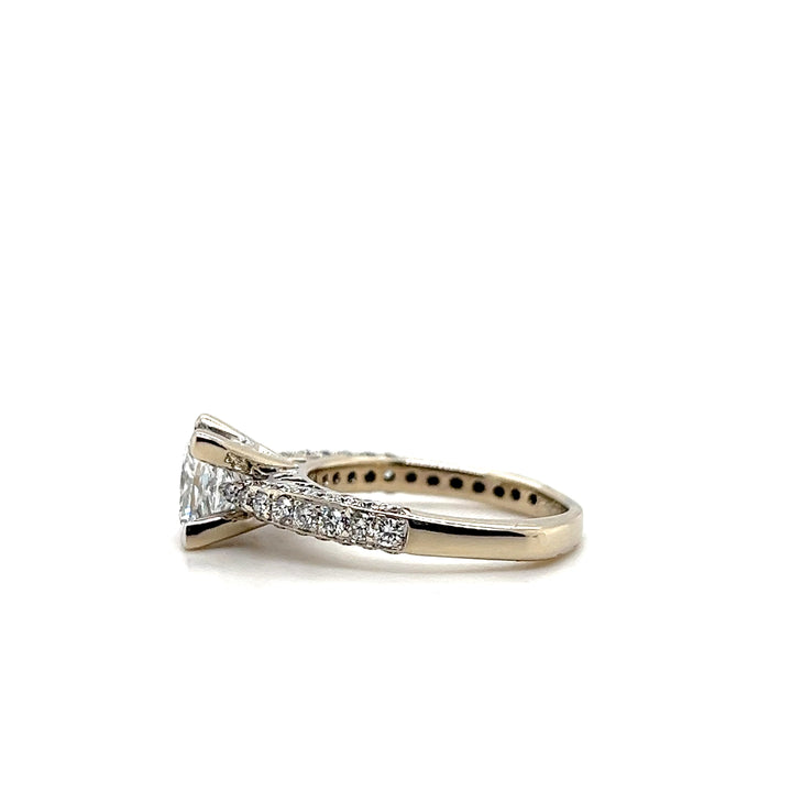 Contemporary 18KT White Gold Princess Cut Pavé Engagement Ring, 2.09 TCW