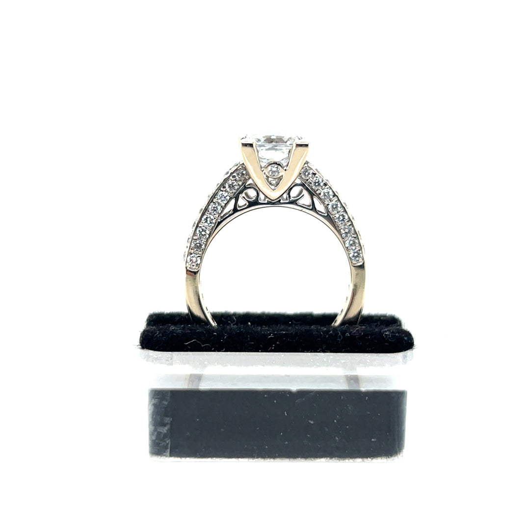 Contemporary 18KT White Gold Princess Cut Pavé Engagement Ring, 2.09 TCW