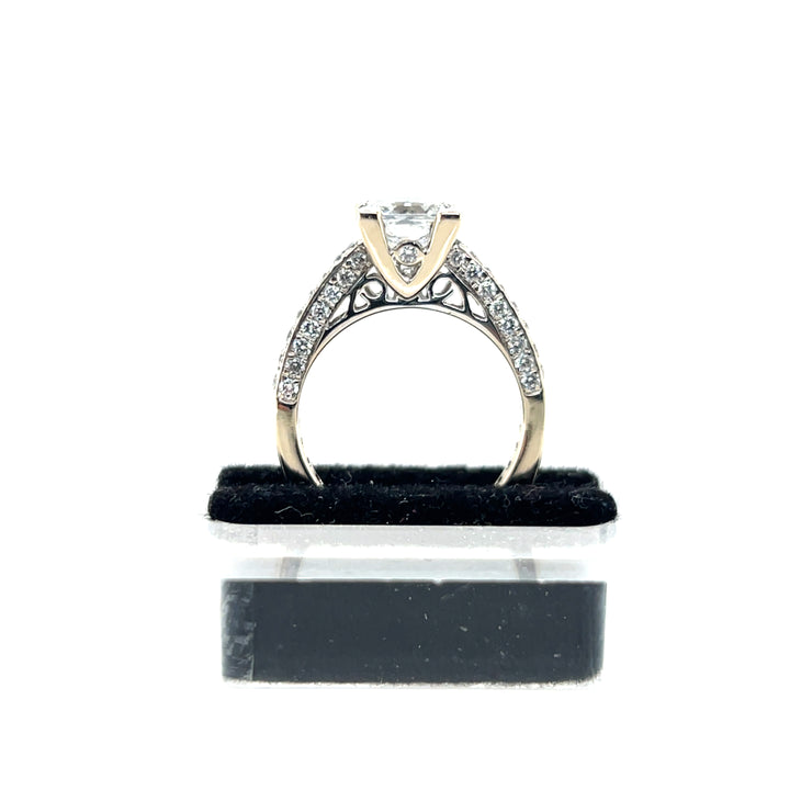Contemporary 18KT White Gold Princess Cut Pavé Engagement Ring, 2.09 TCW