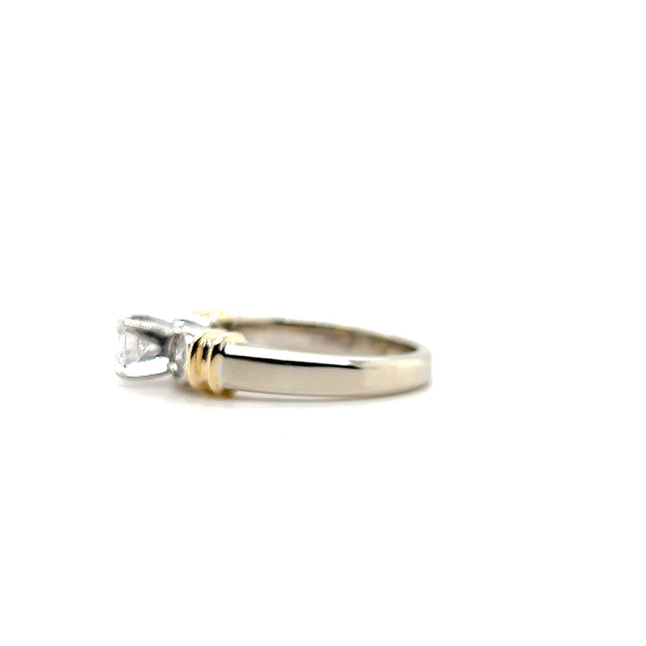 Estate 14KT Two Tone Gold Three Stone Diamond Engagement Ring, 0.60 TCW, circa 1990's