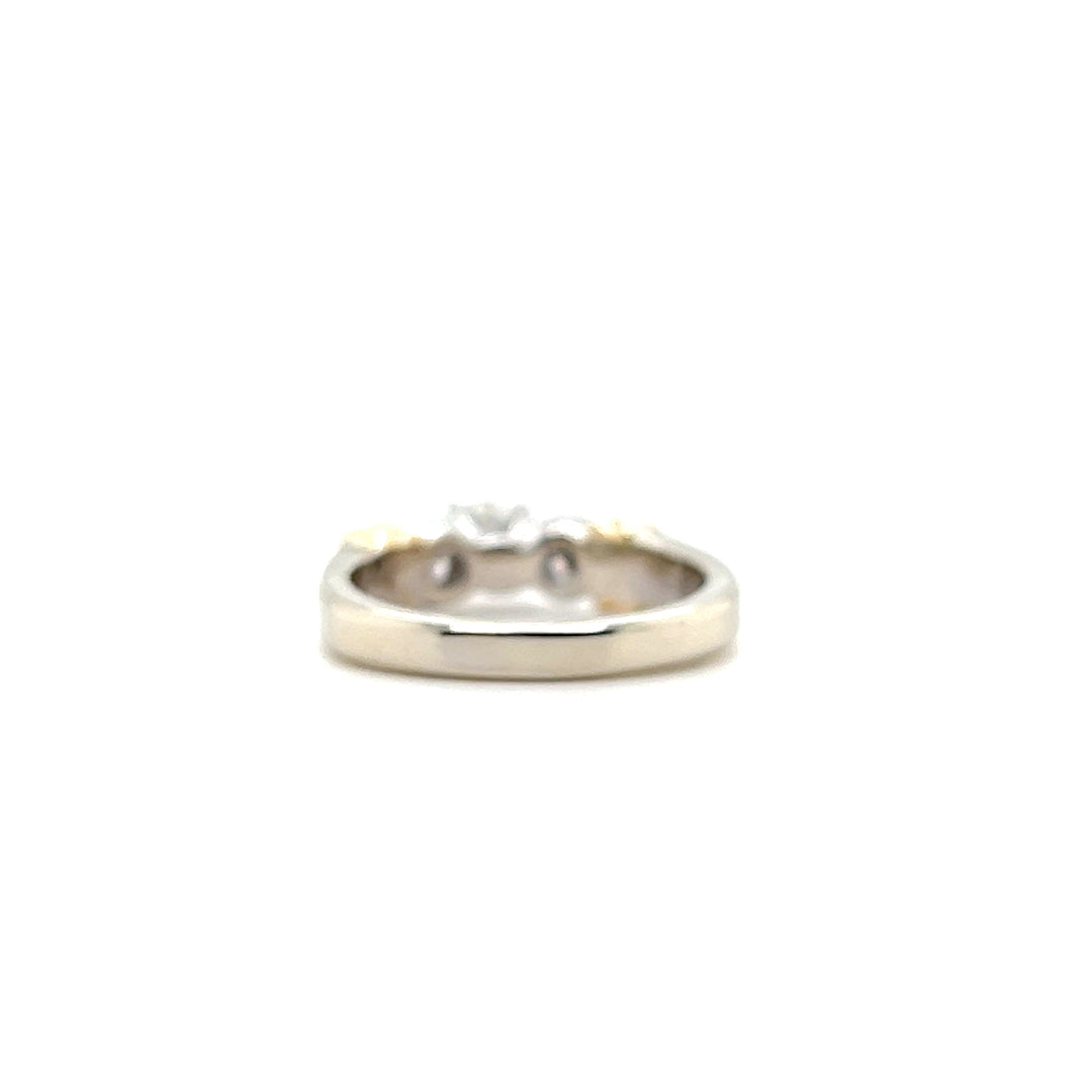 Estate 14KT Two Tone Gold Three Stone Diamond Engagement Ring, 0.60 TCW, circa 1990's