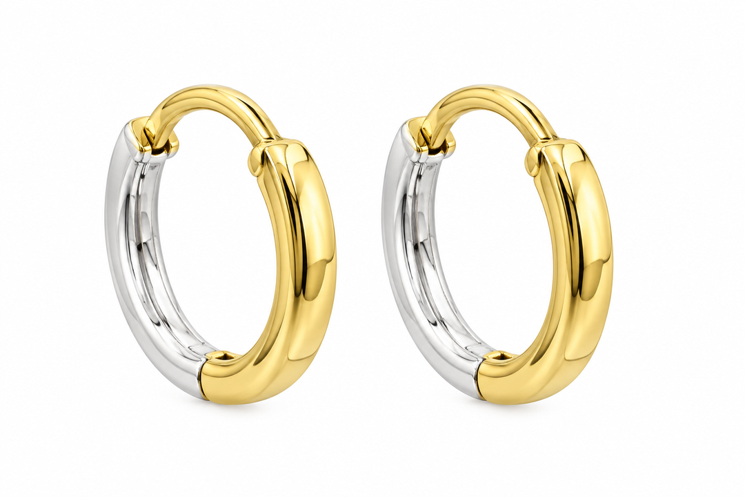 14K Gold Vermeil and Sterling Silver Reversible Hoop Earrings