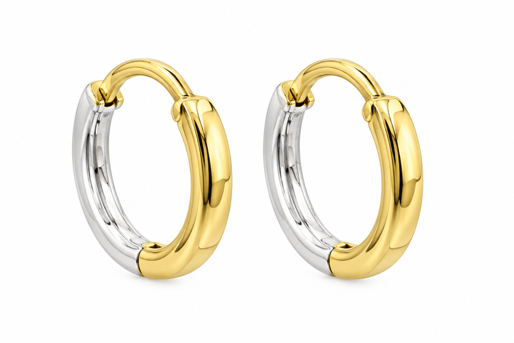 14K Gold Vermeil and Sterling Silver Reversible Hoop Earrings