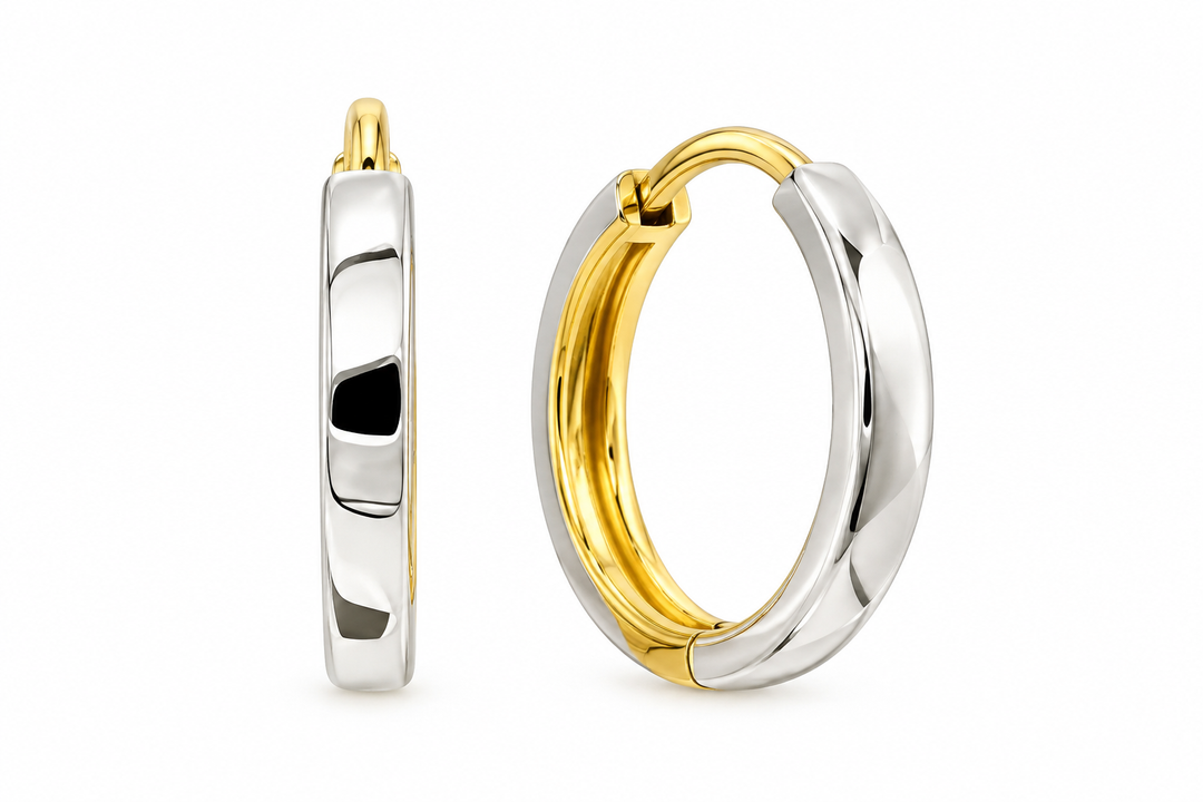 14K Gold Vermeil and Sterling Silver Reversible Hoop Earrings