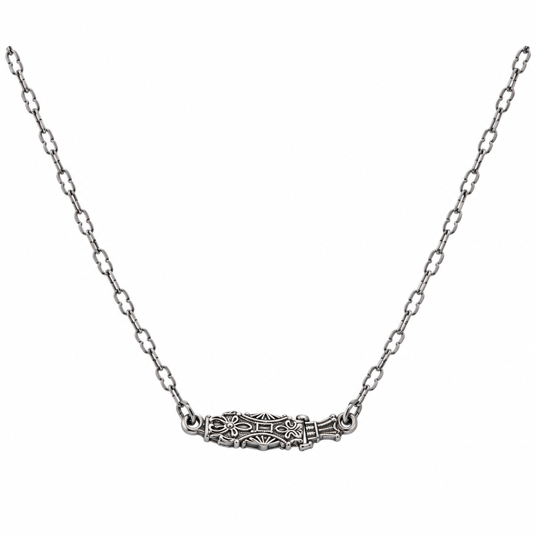 Estate Sterling Silver Dyed Green Chalcedony and Marcasite Art Deco Necklace
