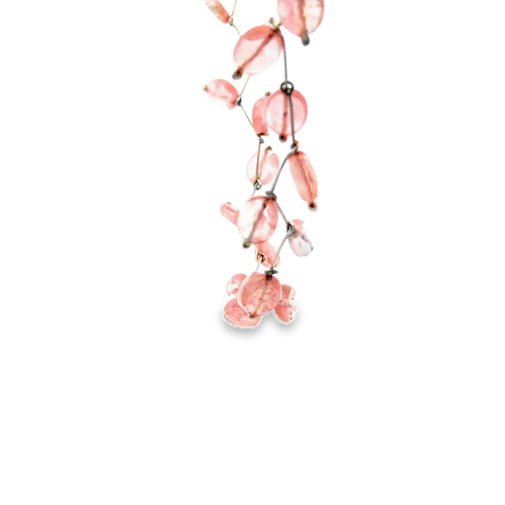 Estate Sterling Silver Pink Glass Vine Necklace