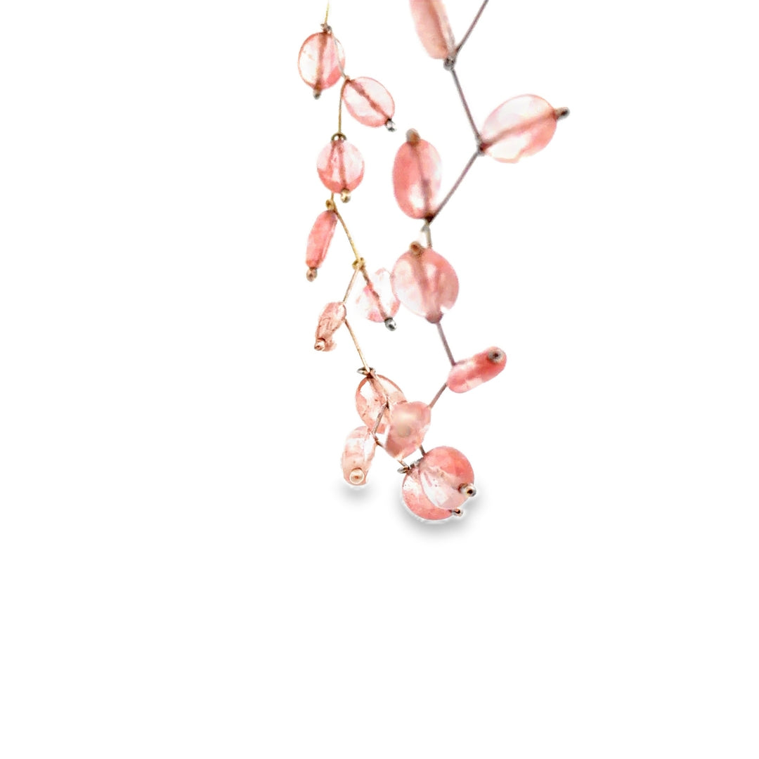 Estate Sterling Silver Pink Glass Vine Necklace