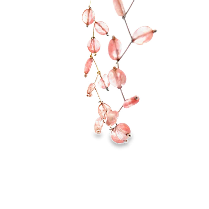 Estate Sterling Silver Pink Glass Vine Necklace