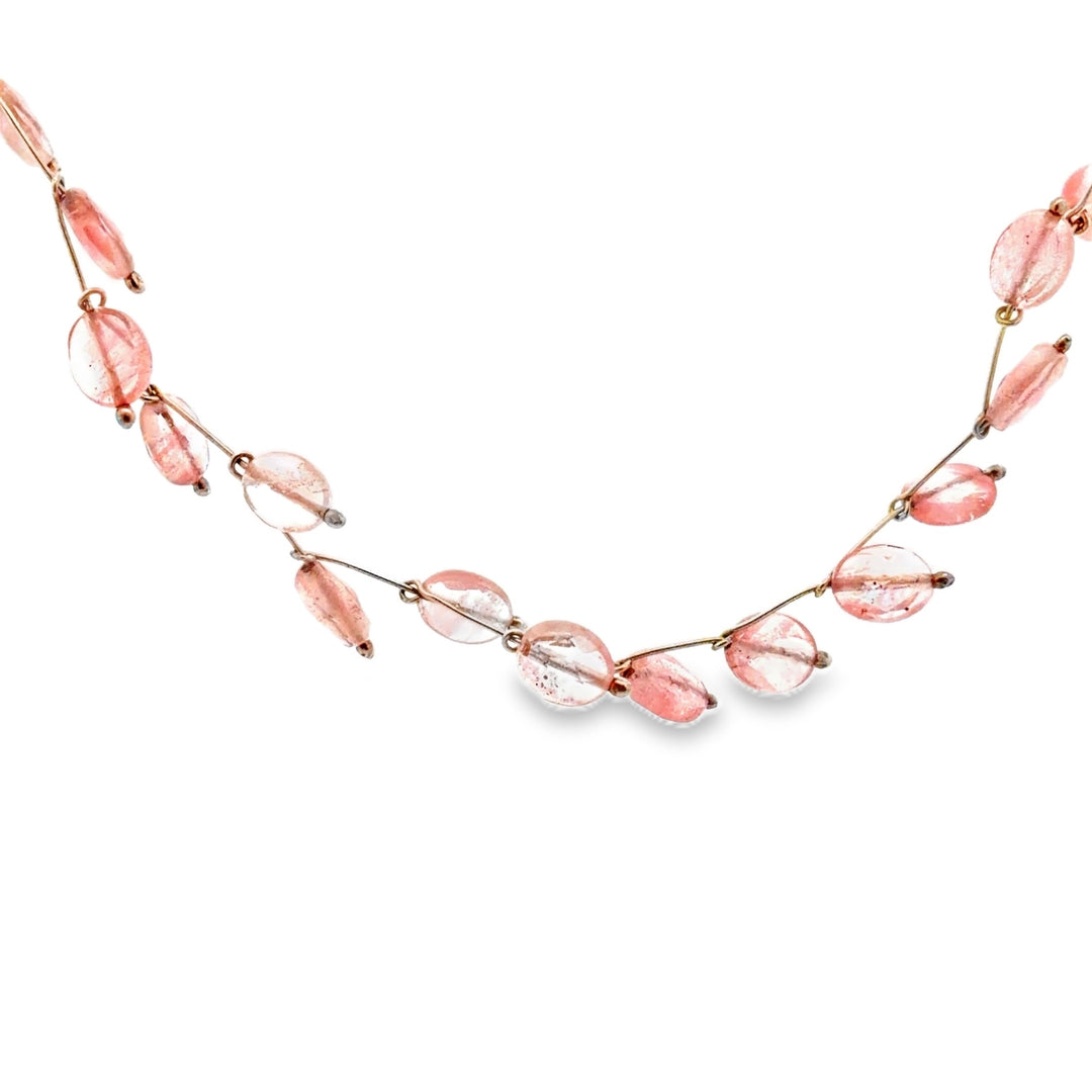 Estate Sterling Silver Pink Glass Vine Necklace