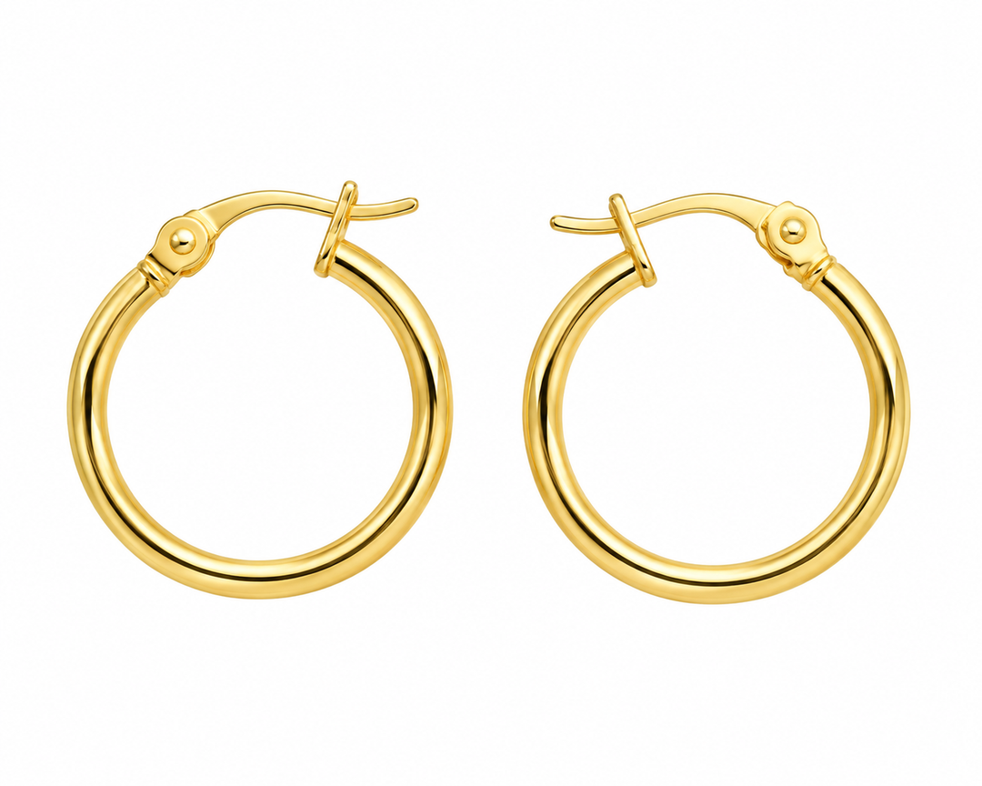 14K Yellow Gold Vermeil 2x20MM French-Lock Tube Hoop Earrings