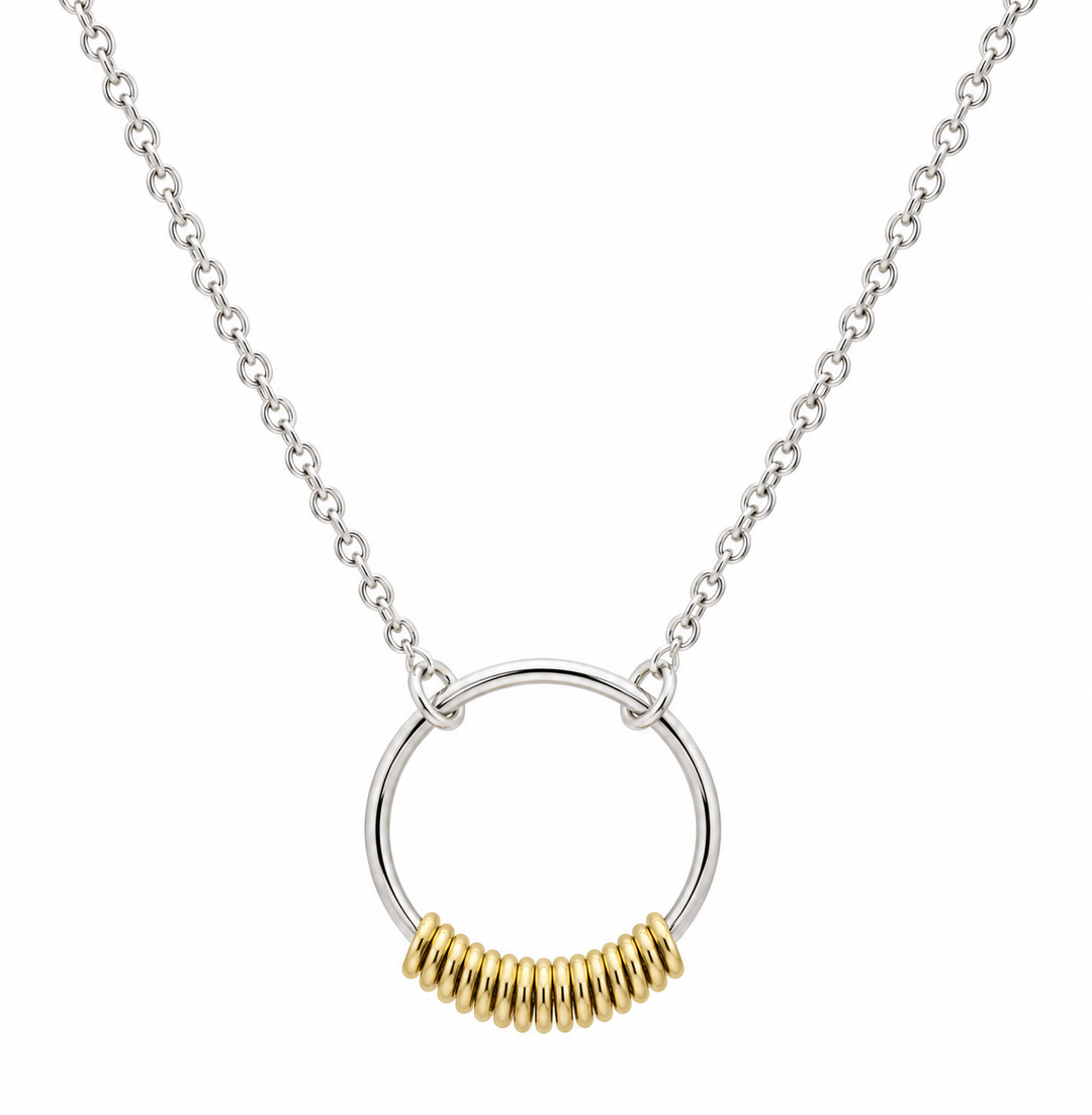 14K Gold Fill & Sterling Silver Open Circle Pendant Necklace, 16-18"