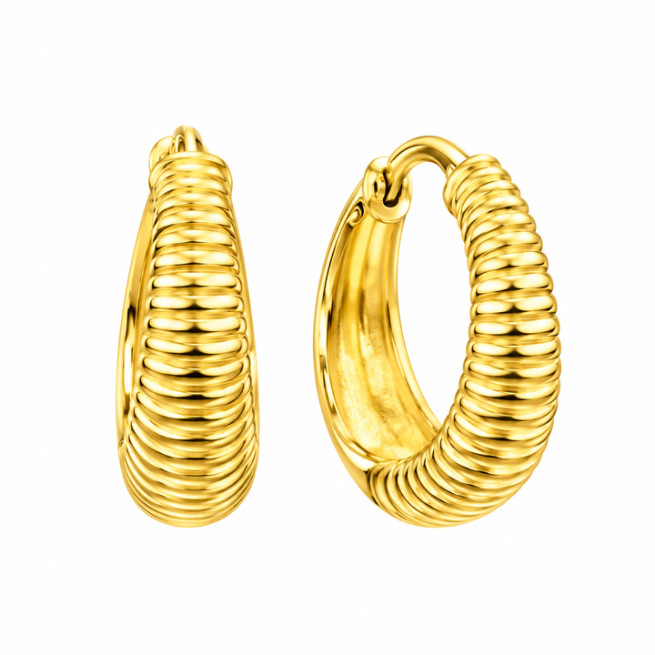 14K Gold Vermeil Reversible Polished & Textured Hoop Earrings