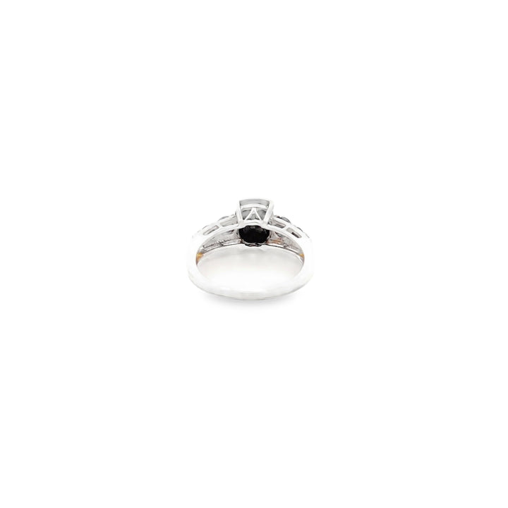Estate Sterling Silver Seven Stone Black Onyx Ring