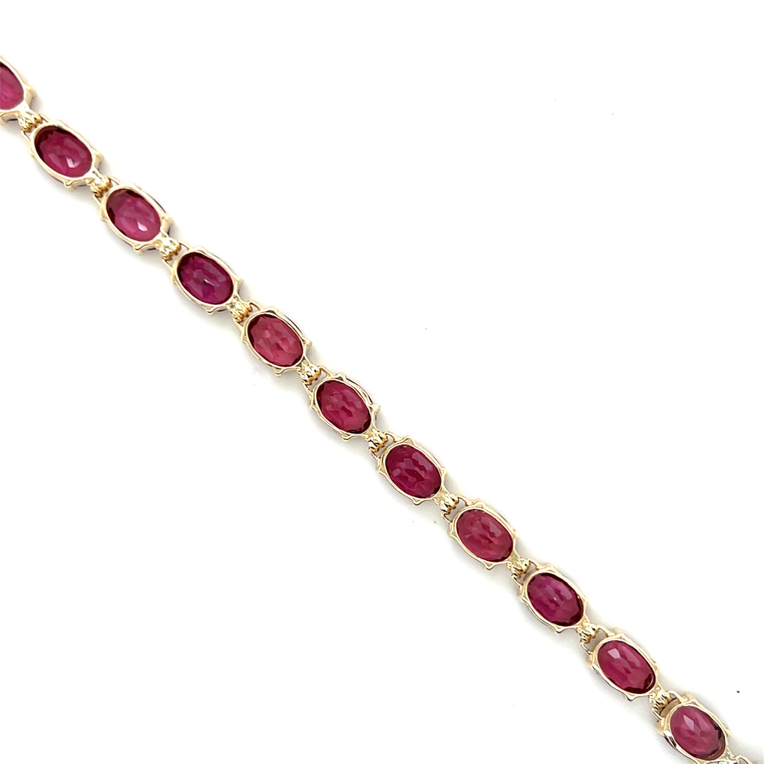 Estate 14K Yellow Gold 16.50CTW Rhodolite Garnet Line Bracelet
