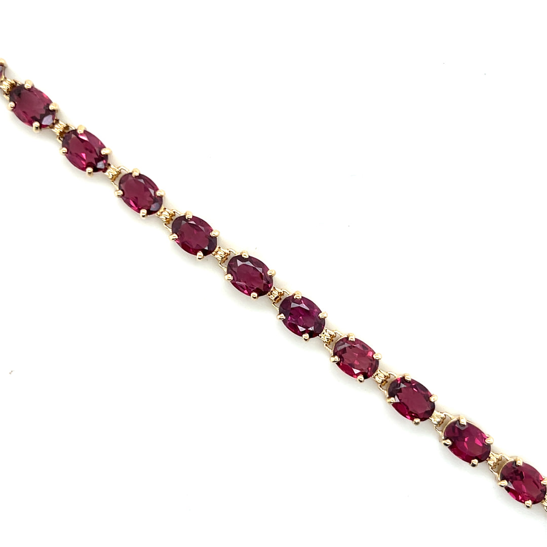 Estate 14K Yellow Gold 16.50CTW Rhodolite Garnet Line Bracelet