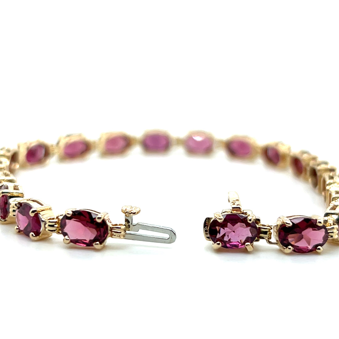 Estate 14K Yellow Gold 16.50CTW Rhodolite Garnet Line Bracelet