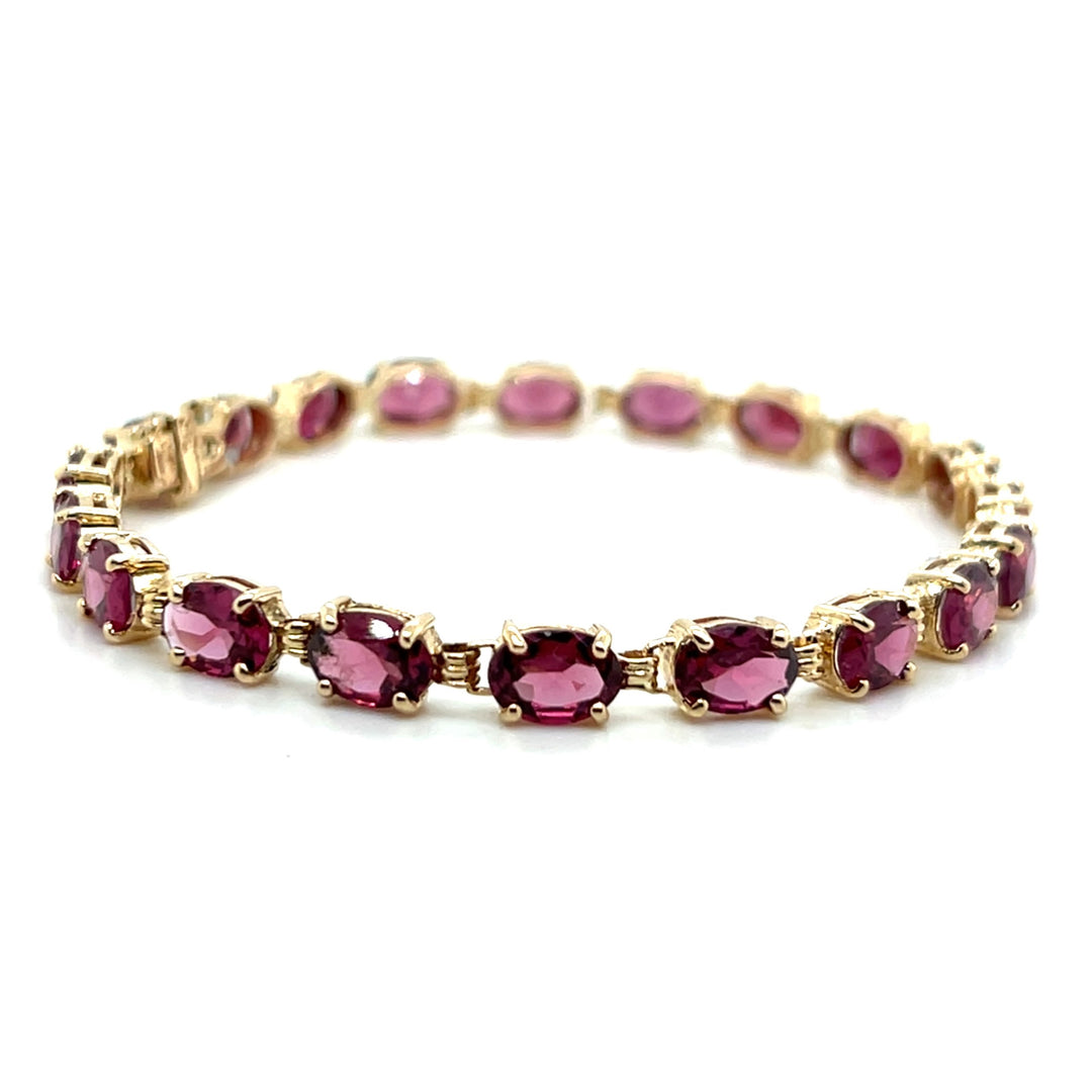 Estate 14K Yellow Gold 16.50CTW Rhodolite Garnet Line Bracelet