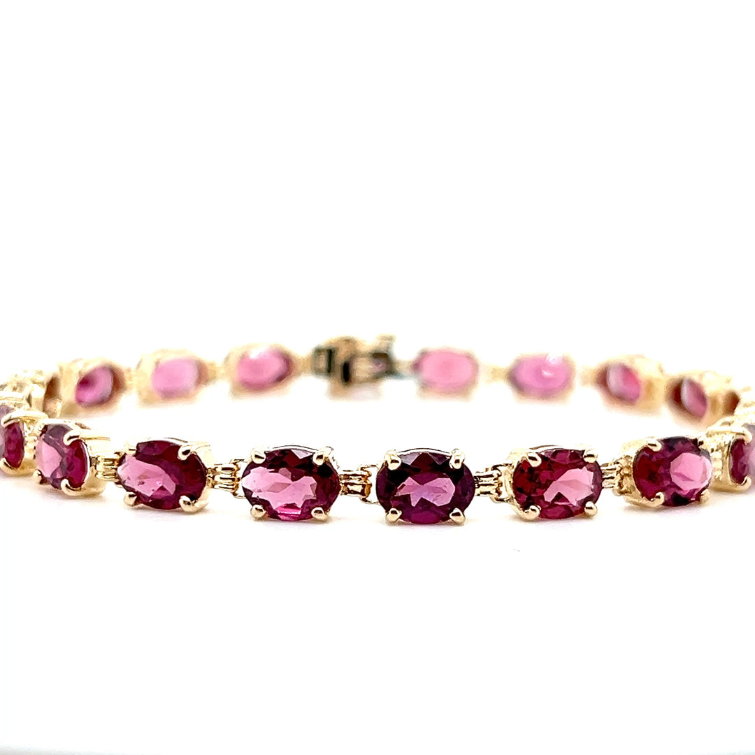 Estate 14K Yellow Gold 16.50CTW Rhodolite Garnet Line Bracelet