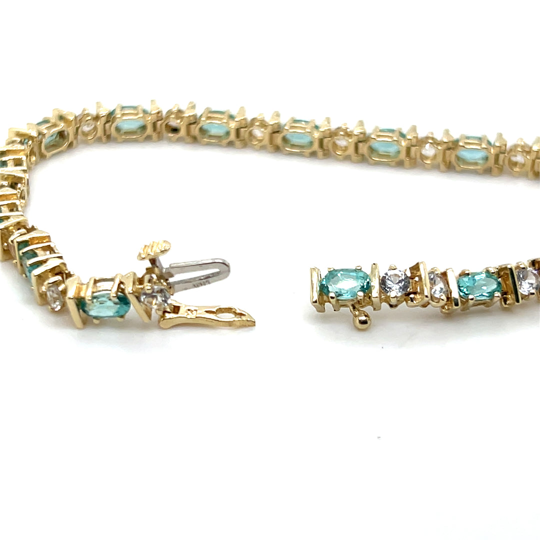 Estate 14K Yellow Gold 4.58CTW Apatite & Diamond Link Bracelet
