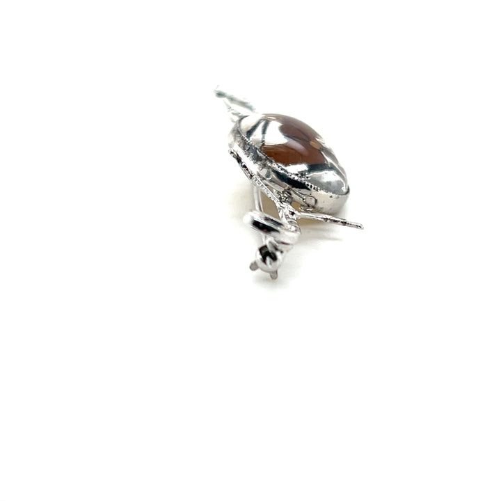 Estate Sterling Silver Essex Crystal Horse Head Pin with Mother of Pearl Back, 1960s