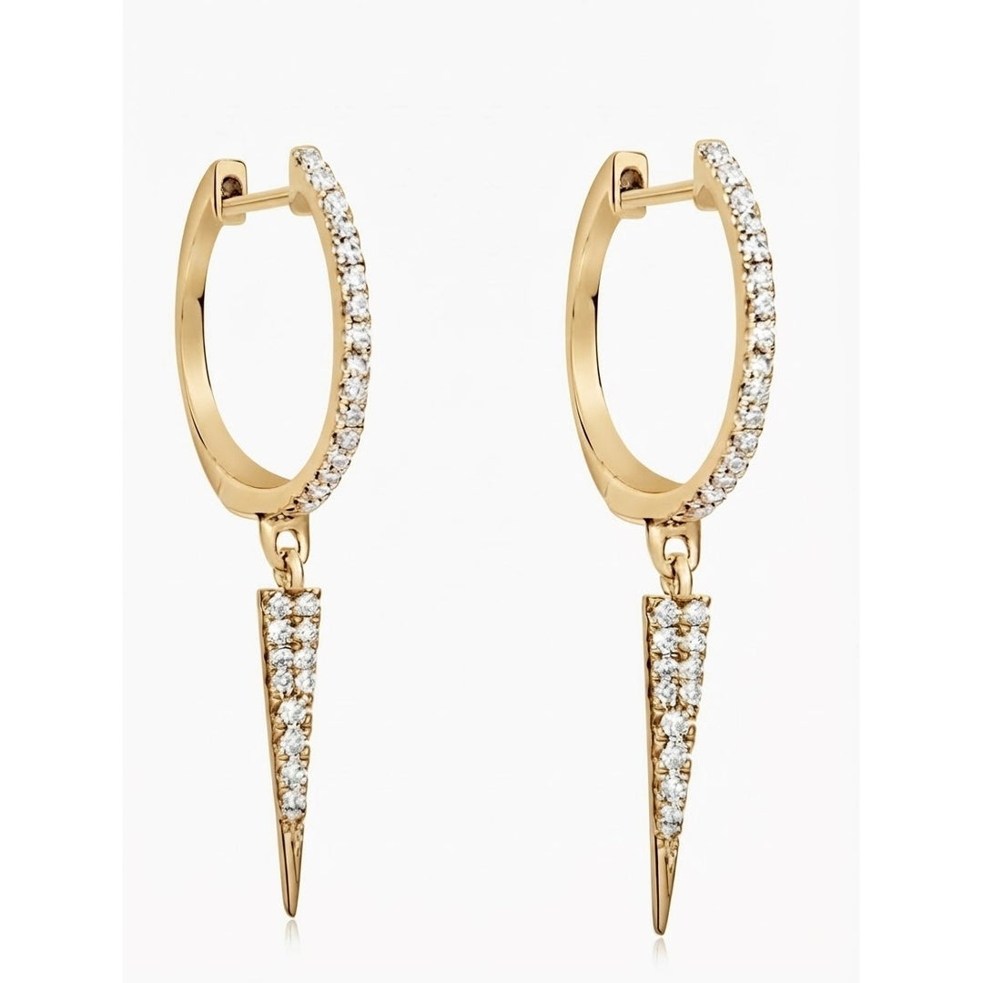 14K Yellow Gold 0.14CTW Diamond Pointed Drop Earrings