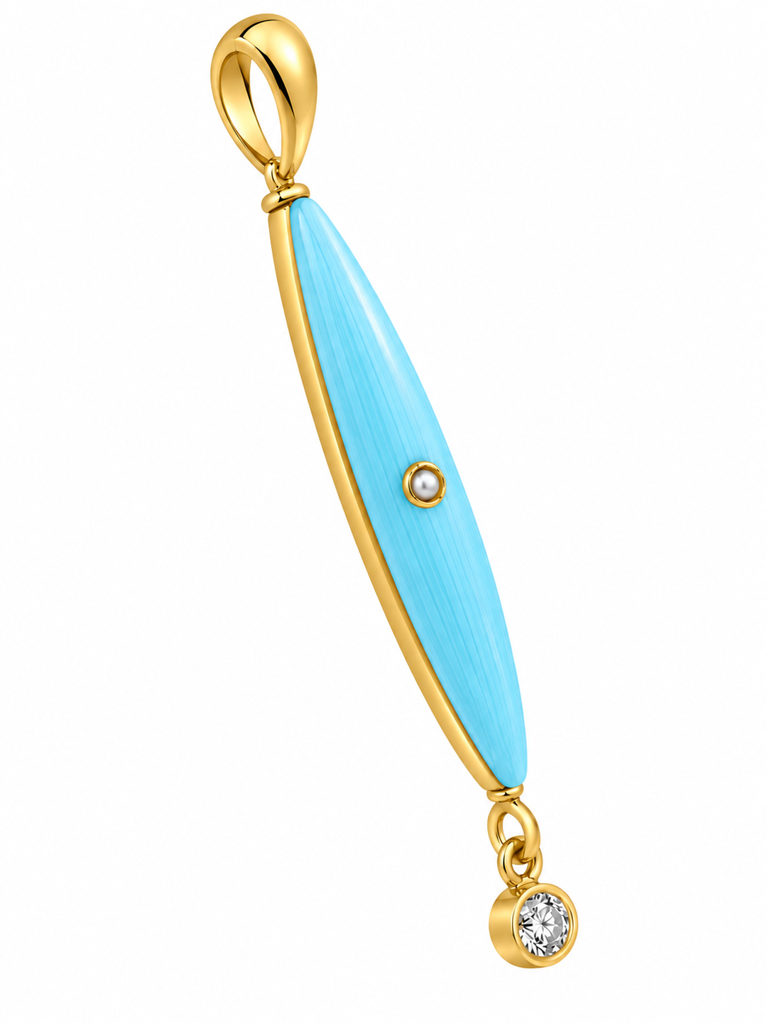 Estate 14K Yellow Gold Blue Enamel & Seed Pearl Krementz Lingerie Pin