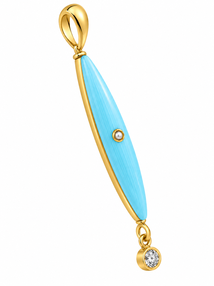 Estate 14K Yellow Gold Blue Enamel & Seed Pearl Krementz Lingerie Pin