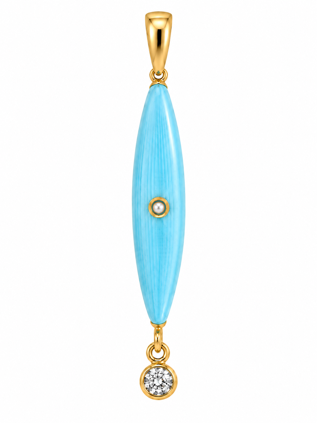 Estate 14K Yellow Gold Blue Enamel & Seed Pearl Krementz Lingerie Pin