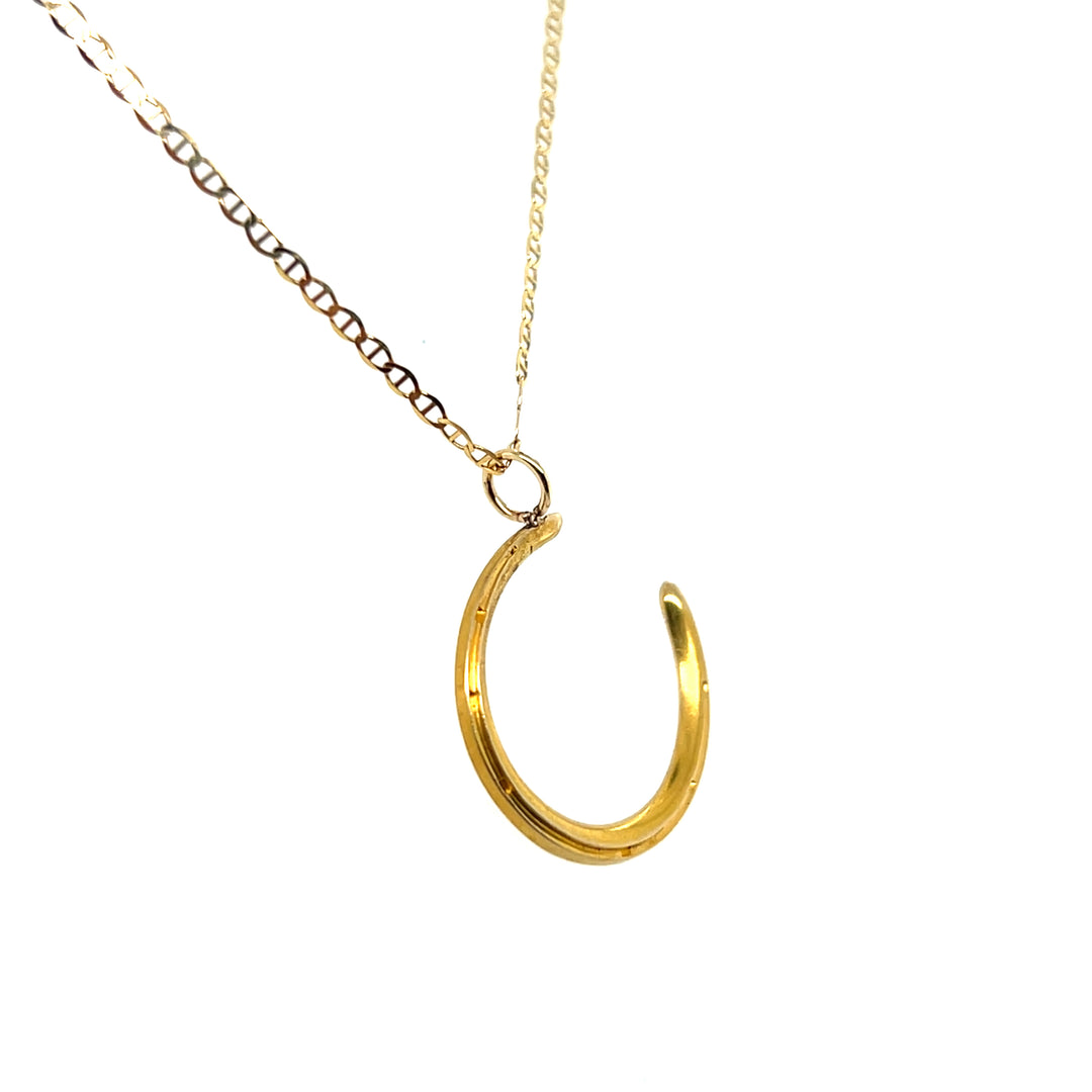 Estate 14k Yellow Gold Horseshoe Pendant, Durand & Co., Edwardian Stick Pin Conversion