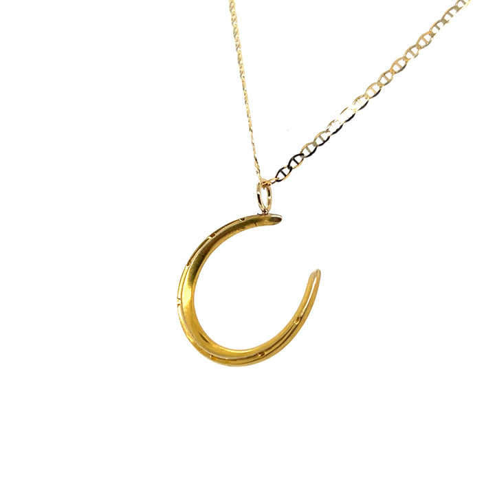 Estate 14k Yellow Gold Horseshoe Pendant, Durand & Co., Edwardian Stick Pin Conversion