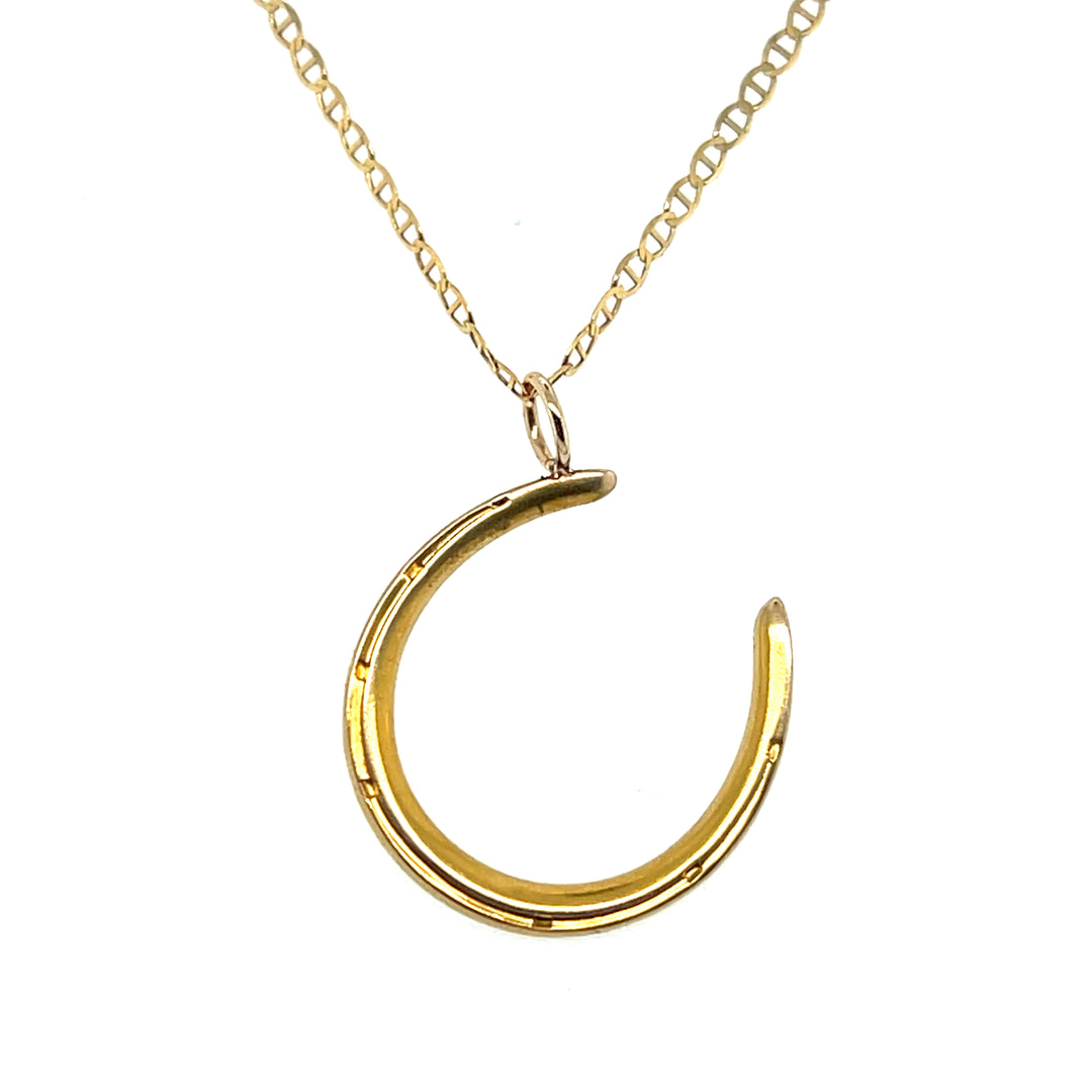 Estate 14k Yellow Gold Horseshoe Pendant, Durand & Co., Edwardian Stick Pin Conversion