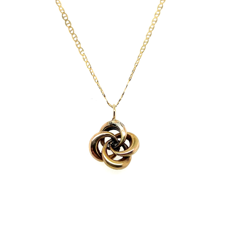 Estate 14k Yellow Gold Seed Pearl Knot Pendant, Edwardian Stick Pin Conversion