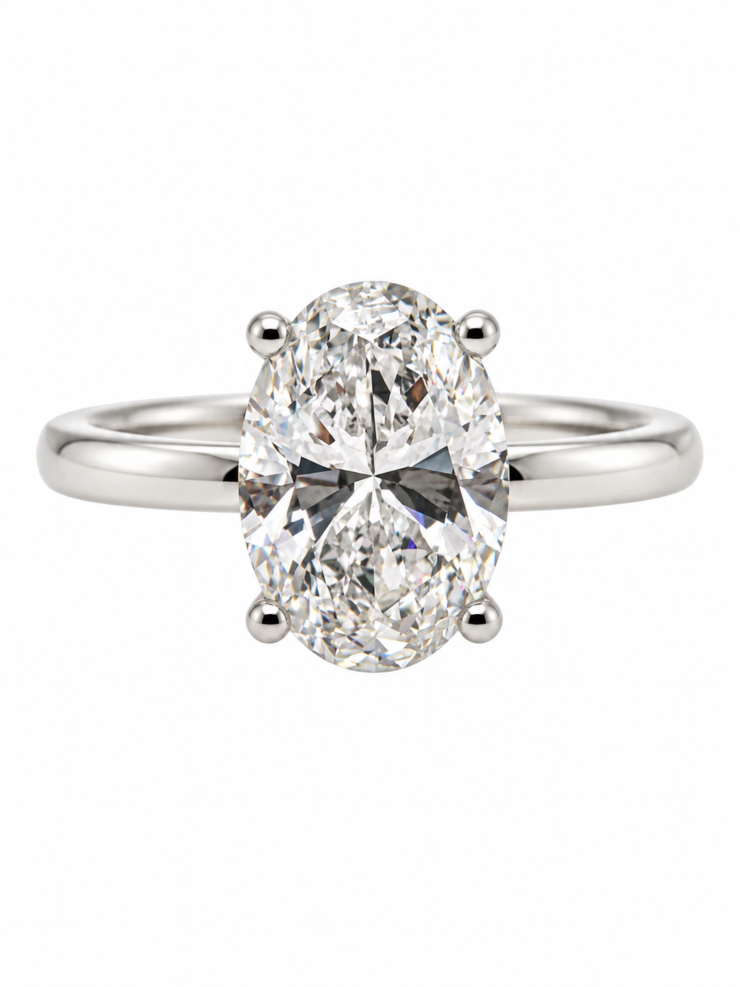Platinum 3.10CTW Oval Lab Diamond Solitaire Engagement Ring