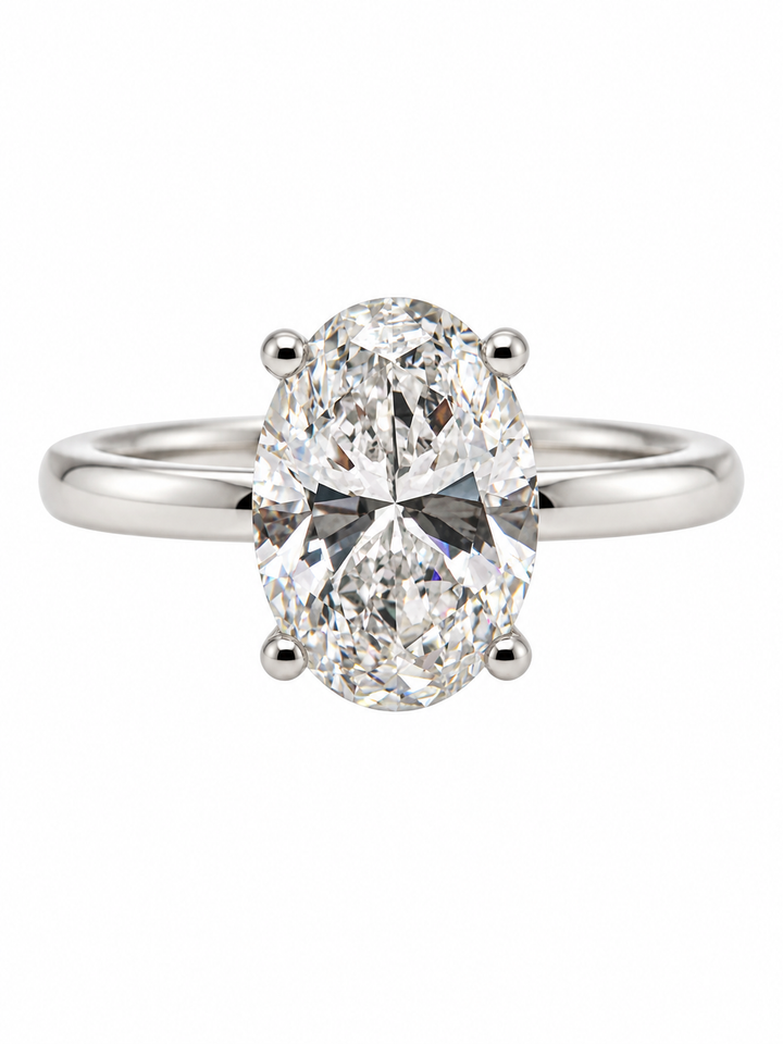 Platinum 3.10CTW Oval Lab Diamond Solitaire Engagement Ring