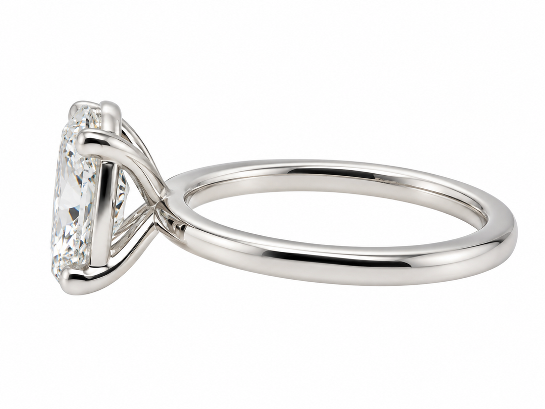 Platinum 3.10CTW Oval Lab Diamond Solitaire Engagement Ring