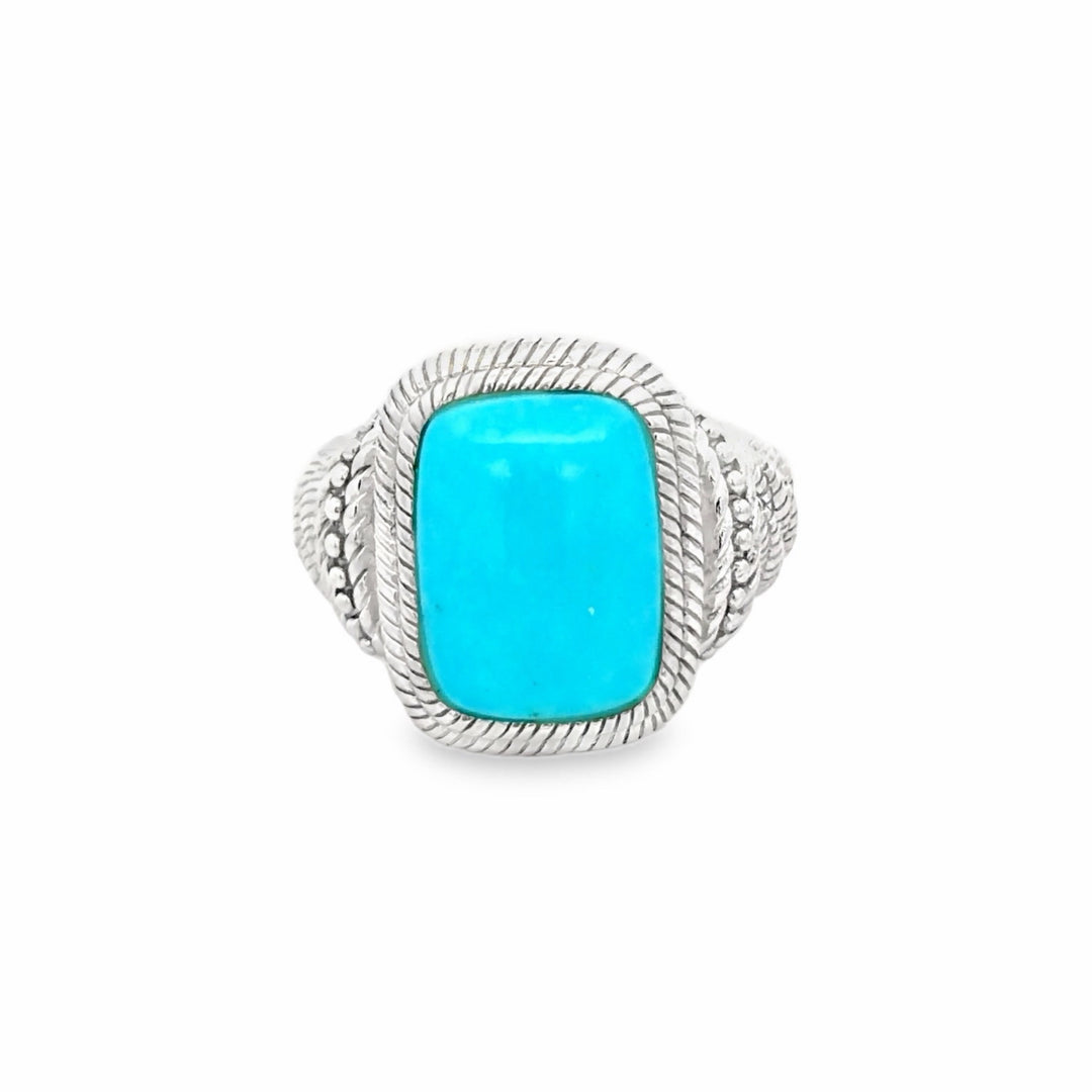 Estate Judith Ripka Sterling Silver Faux Cabochon Turquoise Ring