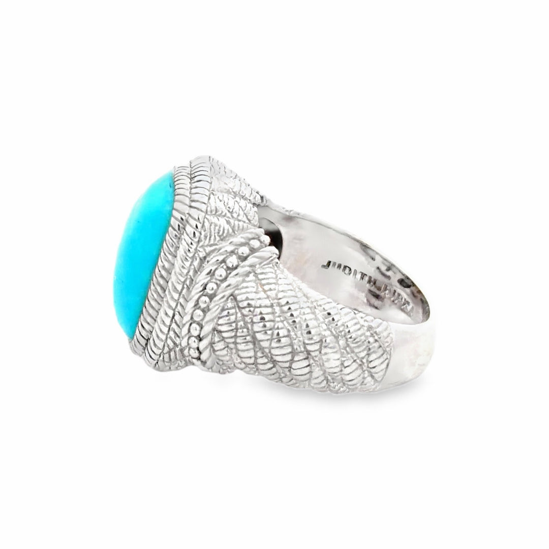 Estate Judith Ripka Sterling Silver Faux Cabochon Turquoise Ring