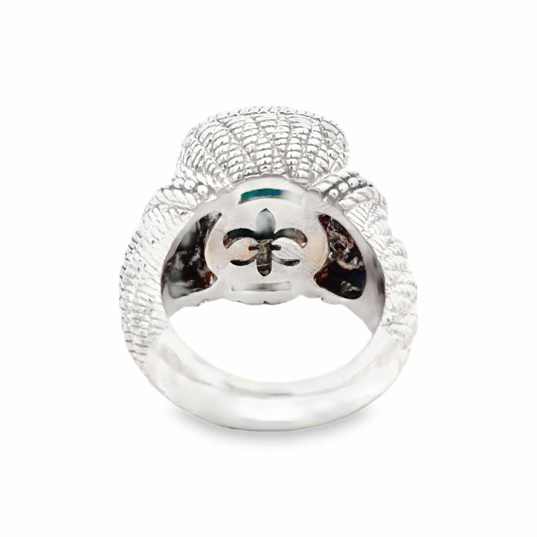 Estate Judith Ripka Sterling Silver Faux Cabochon Turquoise Ring