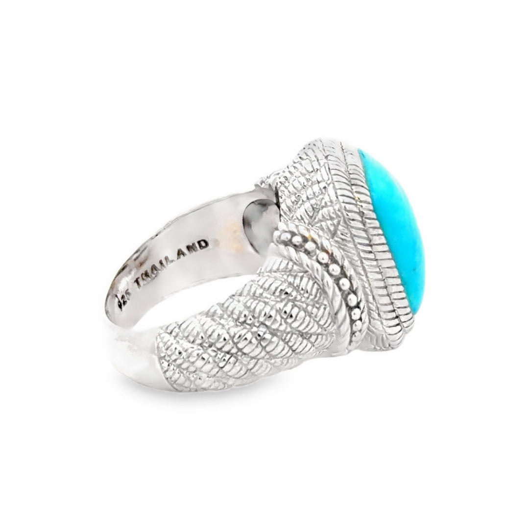 Estate Judith Ripka Sterling Silver Faux Cabochon Turquoise Ring