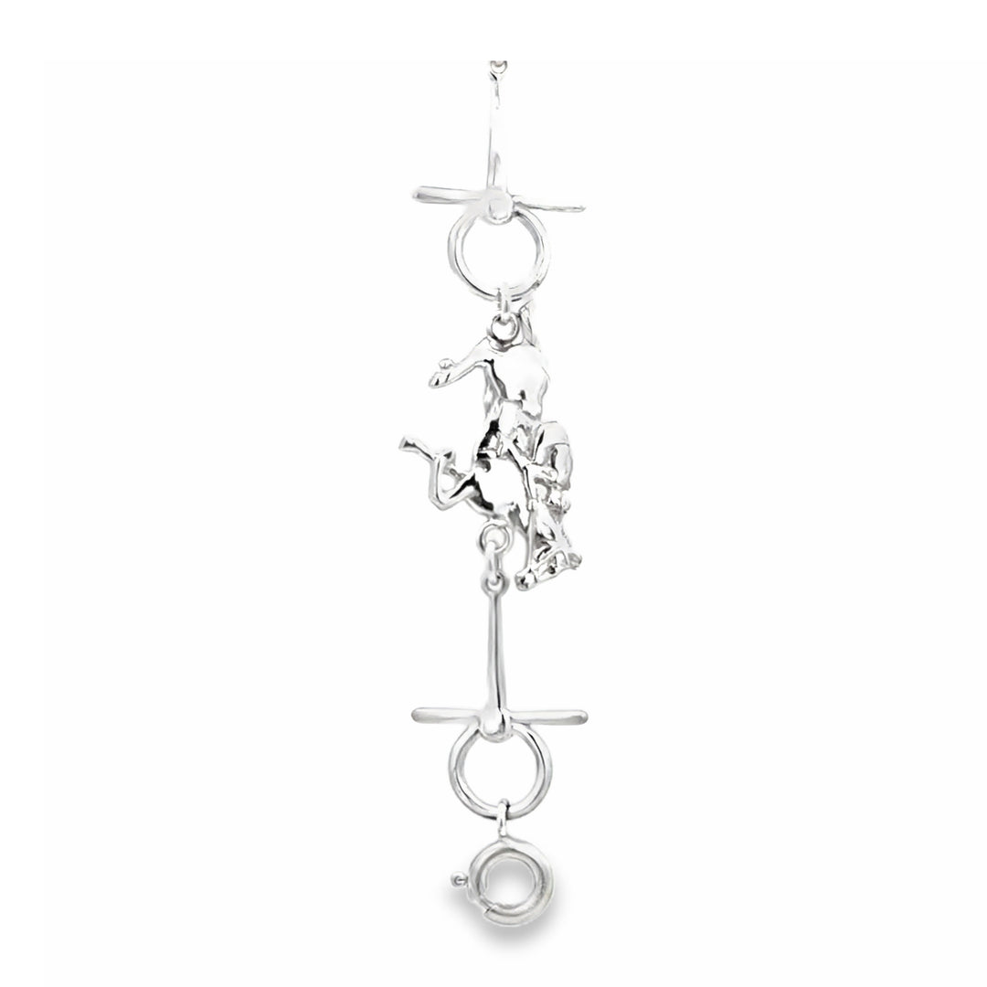 Estate Sterling Silver Horse & Jockey Racing Link Bracelet