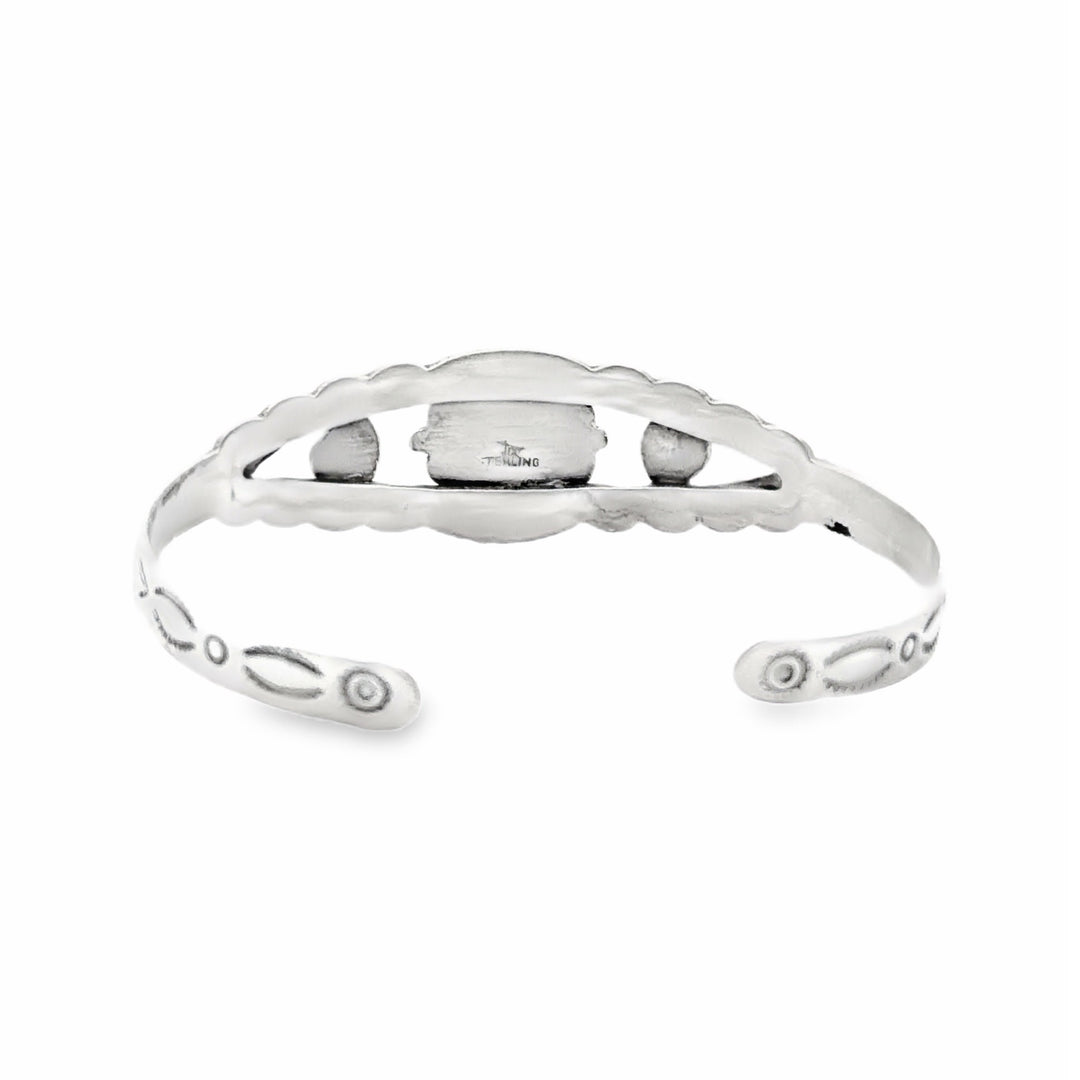 Estate Sterling Silver Southwestern Style Imitation Turquoise Cuff Bracelet