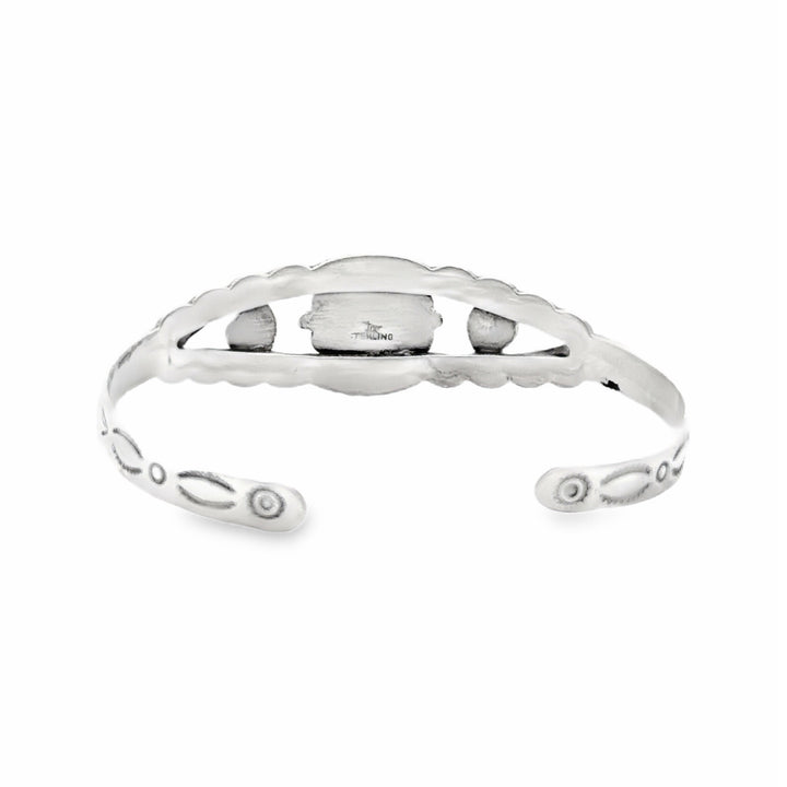 Estate Sterling Silver Southwestern Style Imitation Turquoise Cuff Bracelet