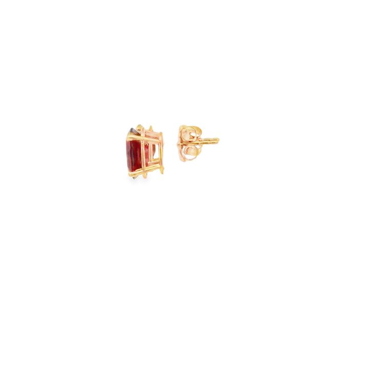 Estate 14K Yellow Gold Oval Garnet Basket Stud Earrings 4.40CT TWT