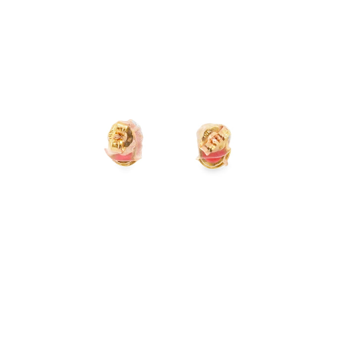 Estate 14K Yellow Gold Oval Garnet Basket Stud Earrings 4.40CT TWT