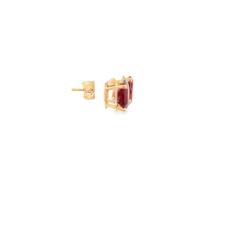 Estate 14K Yellow Gold Oval Garnet Basket Stud Earrings 4.40CT TWT
